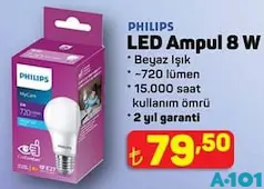 PHİLİPS LED AMPUL 8 W BEYAZ IŞIK fiyat ve kampanya bilgisi